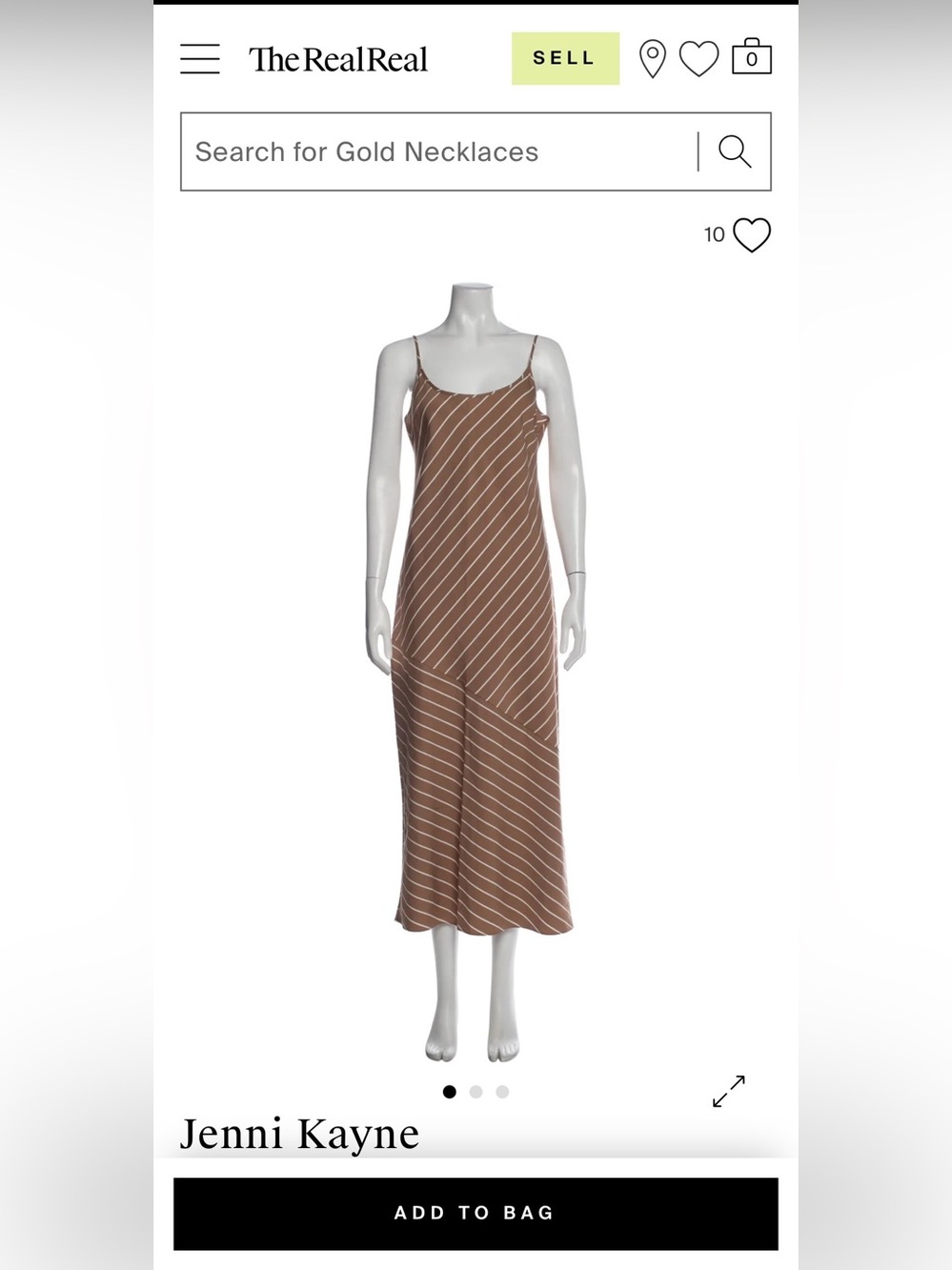 Jenni Kayne Brown and Cream Striped Slip Midi/maxi Dress